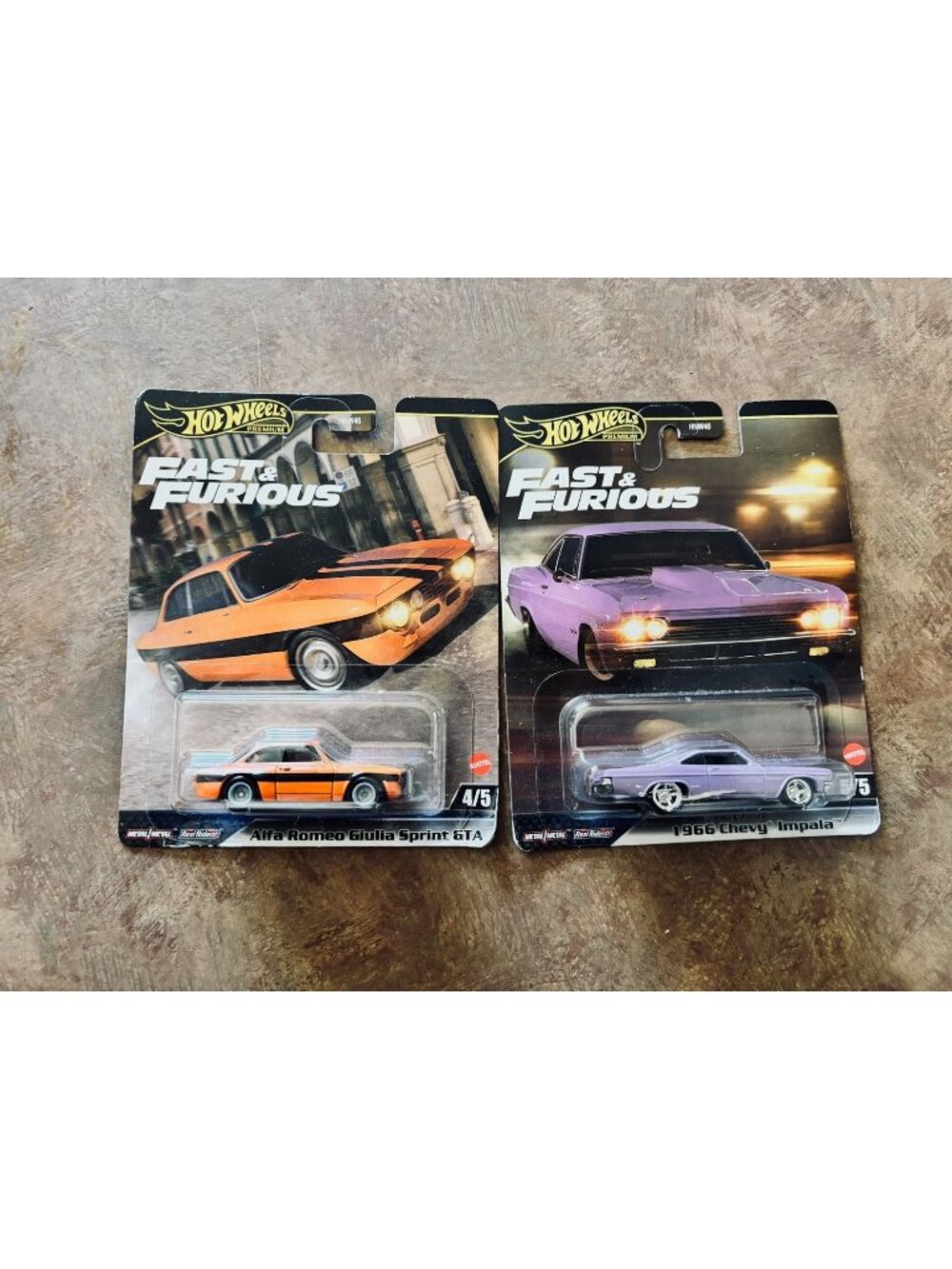 Hot Wheels Fast & Furious Premium 1966 Chevy Impala & Alfa Romeo Giulia Sprint G